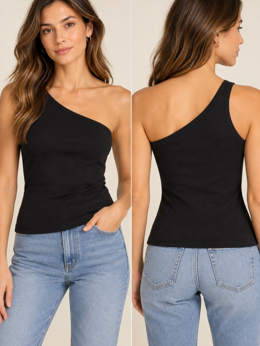 Madewell Black One-Shoulder Tank Top